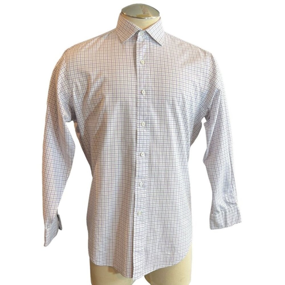 Men's Polo by Ralph Lauren Dress Shirt Checkered Plaid Long Sleeve Button Up